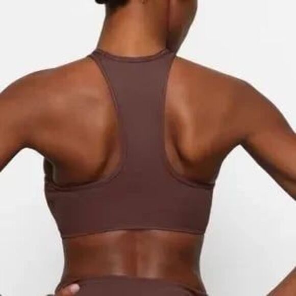 SKIMS Swim High Neck Racerback Top Cocoa Medium - Picture 2 of 7